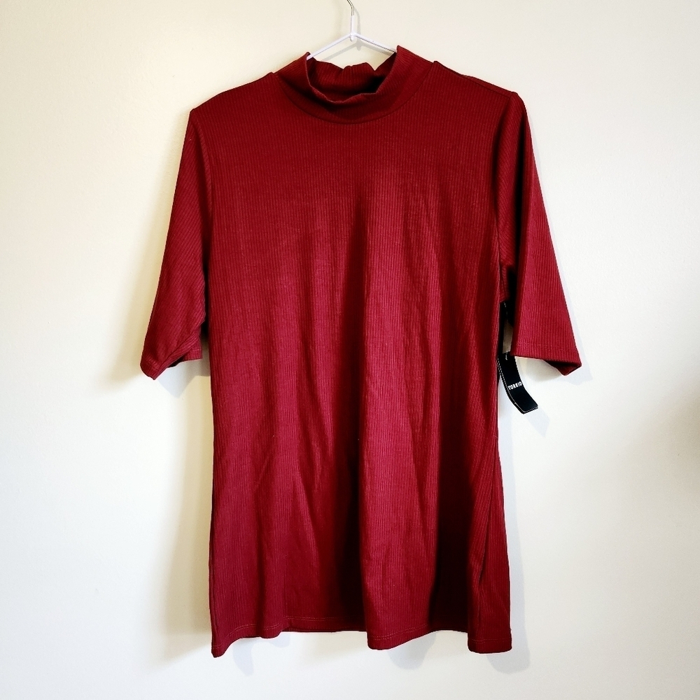 Torrid Red Short Sleeve Mock Neck Tee